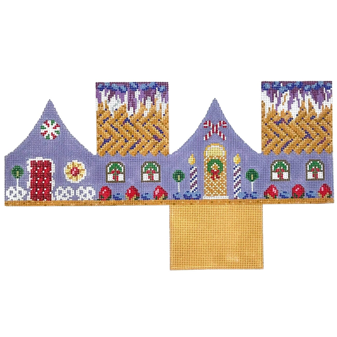 Blueberry Pie, 3D Gingerbread House Painted Canvas Susan Roberts Needlepoint Designs Inc. - 1