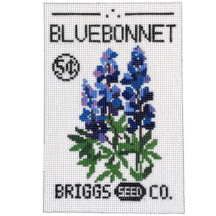 Bluebonnet Seed Packet Painted Canvas Laura Love Designs - 1