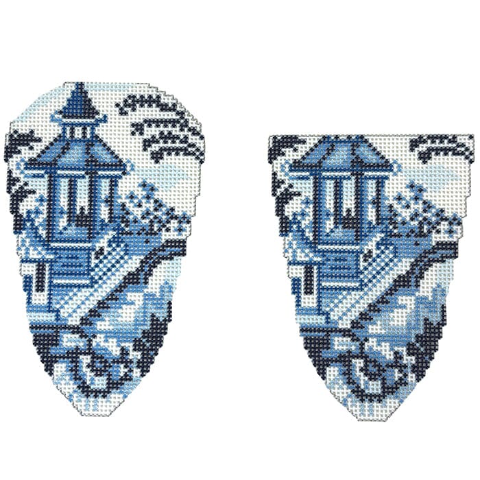 Blue/White Scissor Case Printed Canvas Two Sisters Needlepoint