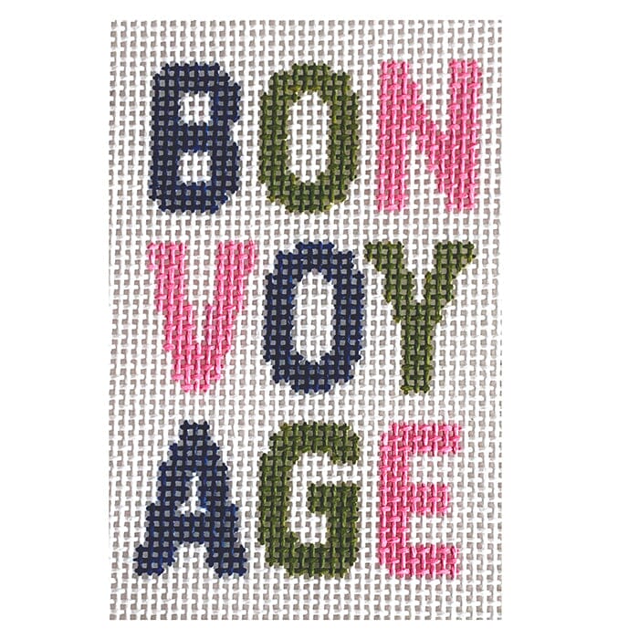 Bon Voyage Passport Insert Navy Pink Green Painted Canvas Love MHB Studio - 1