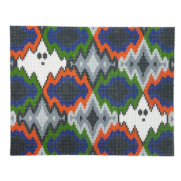 Boo-gello (Ghost Bargello) Painted Canvas Fire and Iris