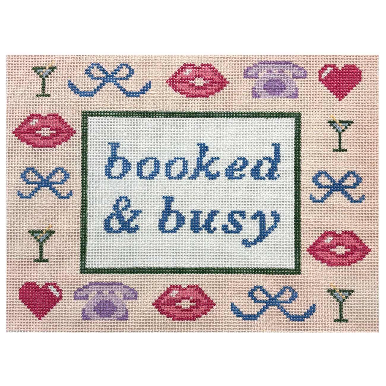 Booked and Busy Painted Canvas Ivy Thread Needlepoint - 1