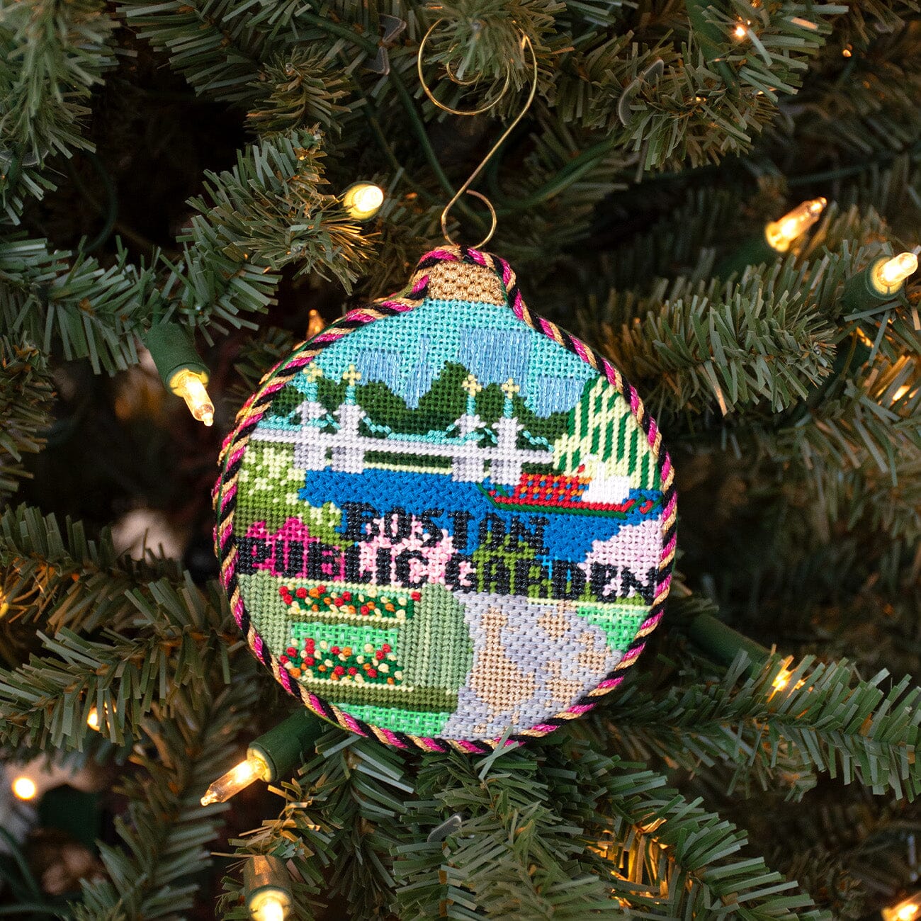 Boston Public Garden with Stitch Guide Painted Canvas Kirk & Bradley - 4