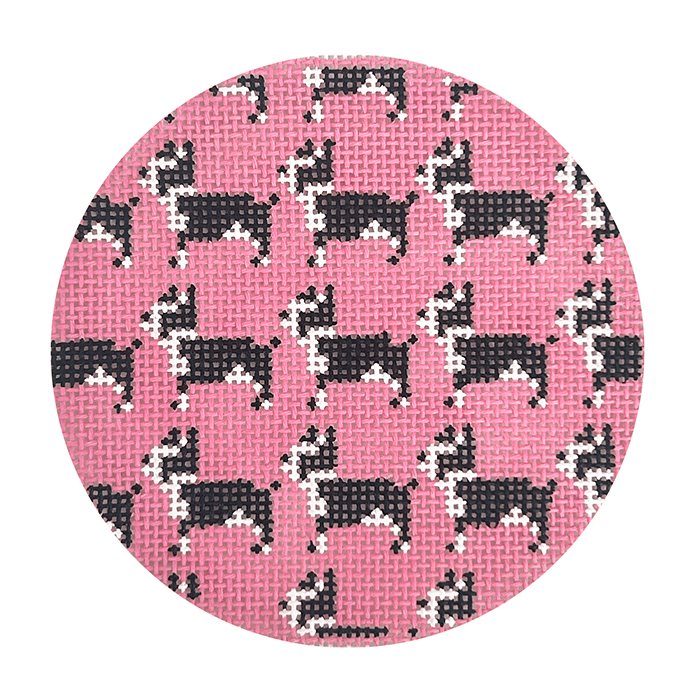 Boston Terrier Repeat Round Painted Canvas Mopsey Designs - 1