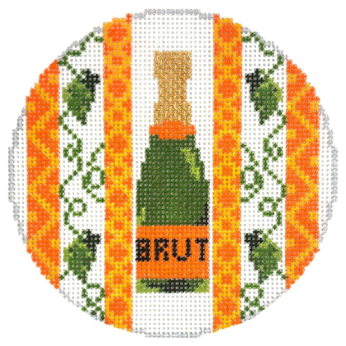 Bottle of Champagne Coaster Painted Canvas Ann Kaye Studio