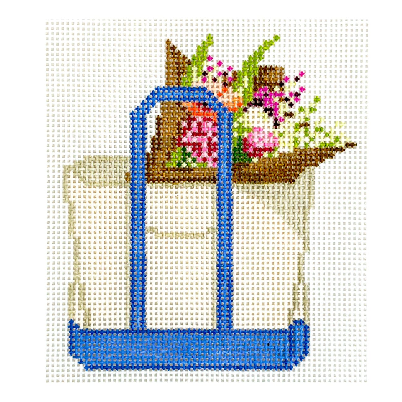 Bouquet Tote Ornament Painted Canvas Wheelhaus Needlepoint - 1