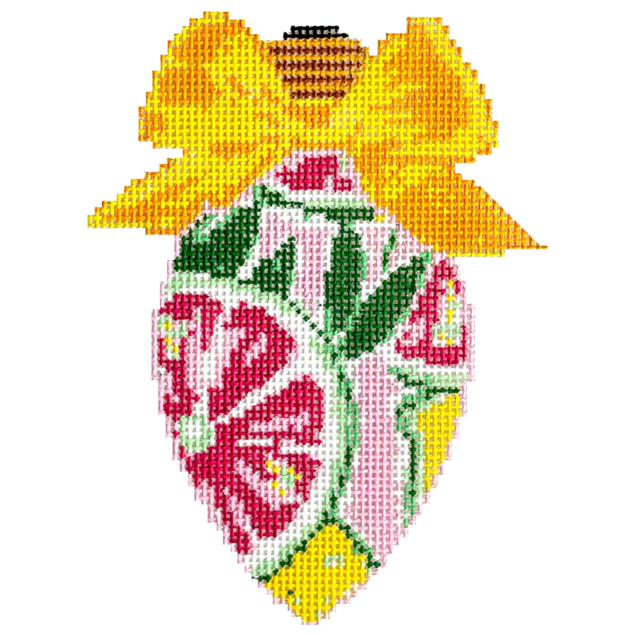 Bow Bulb, Grapefruit Painted Canvas Blue Waters Needlepoint - 1