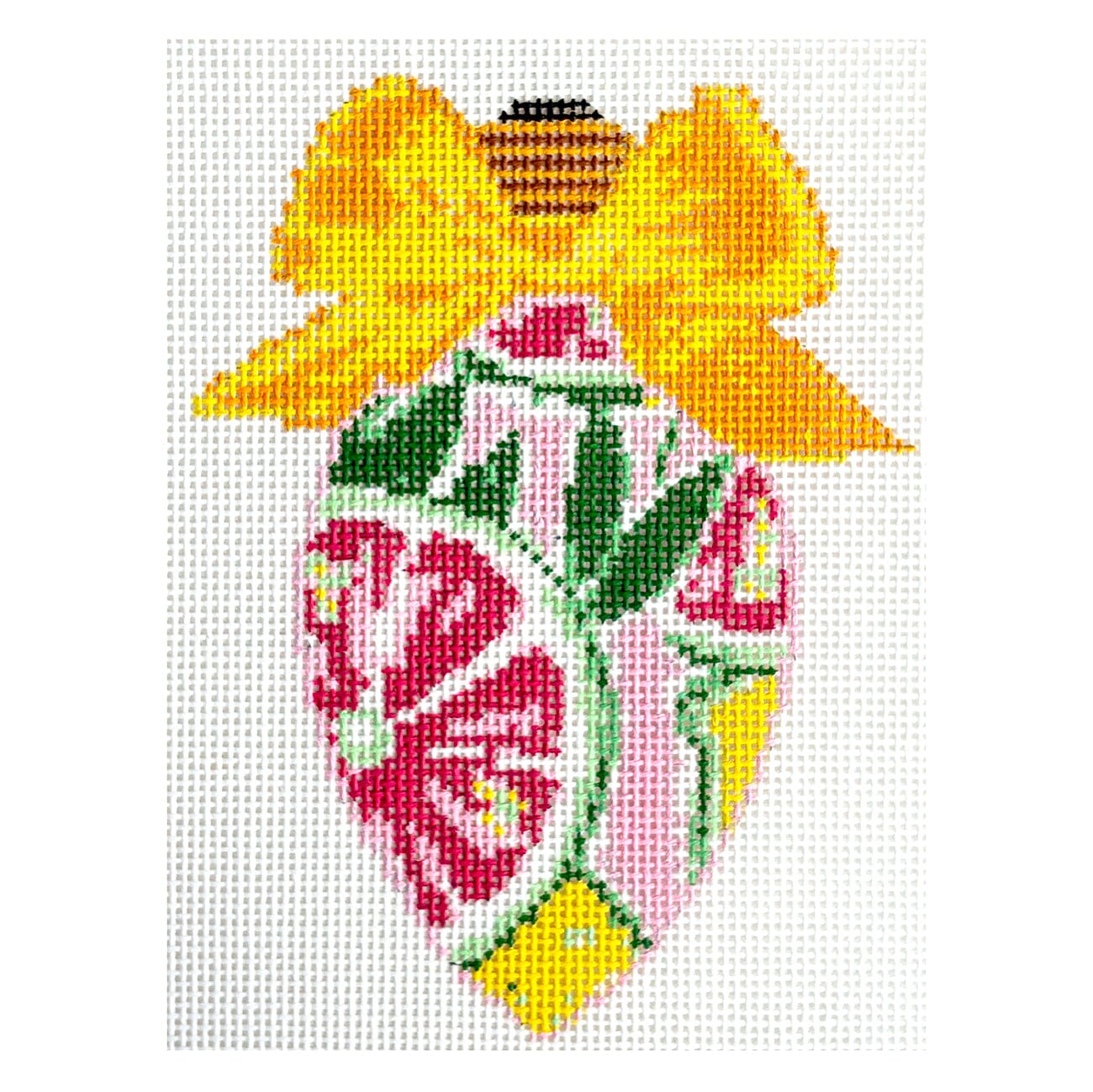 Bow Bulb Grapefruit Painted Canvas Blue Waters Needlepoint - 1