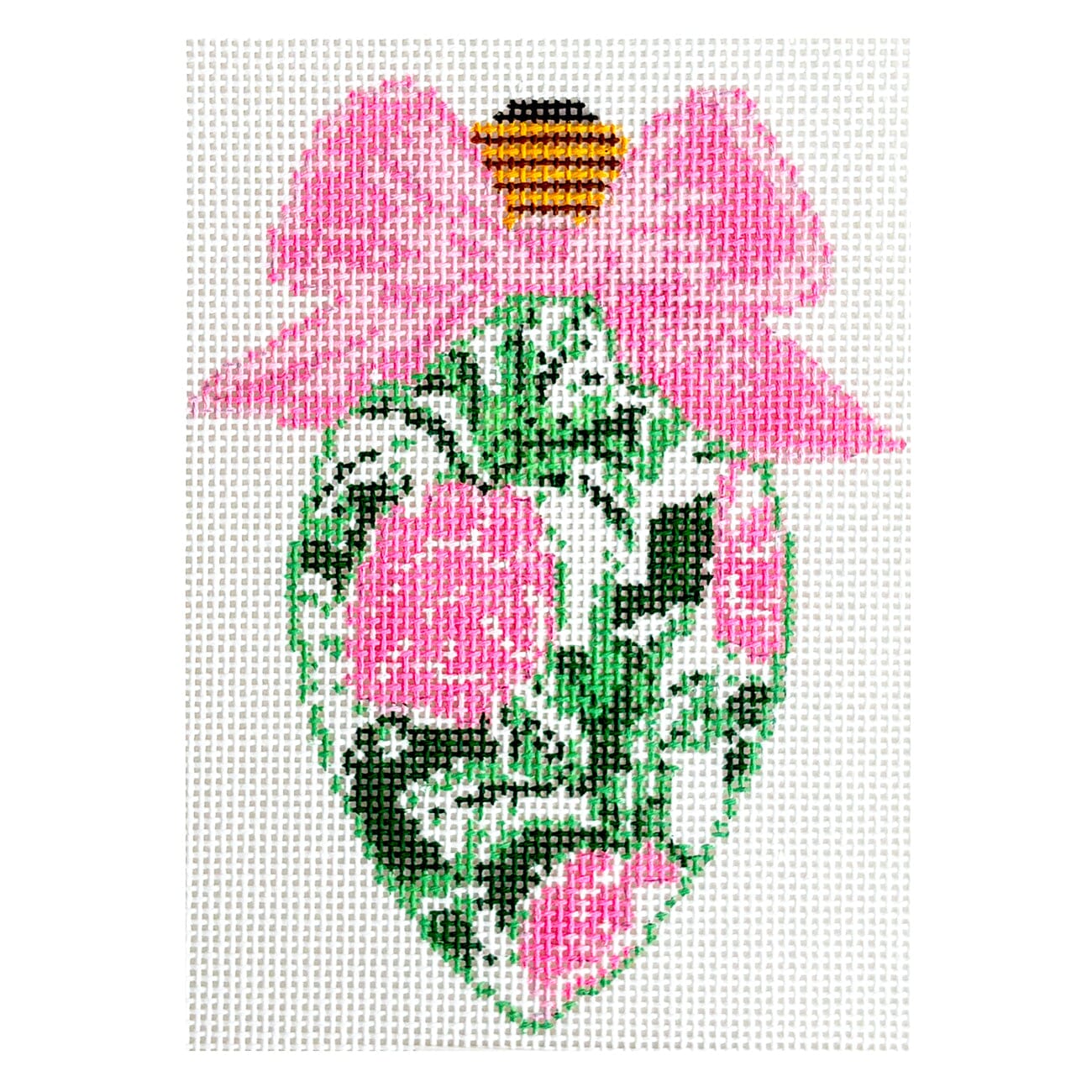 Bow Bulb Roses Painted Canvas Blue Waters Needlepoint - 1