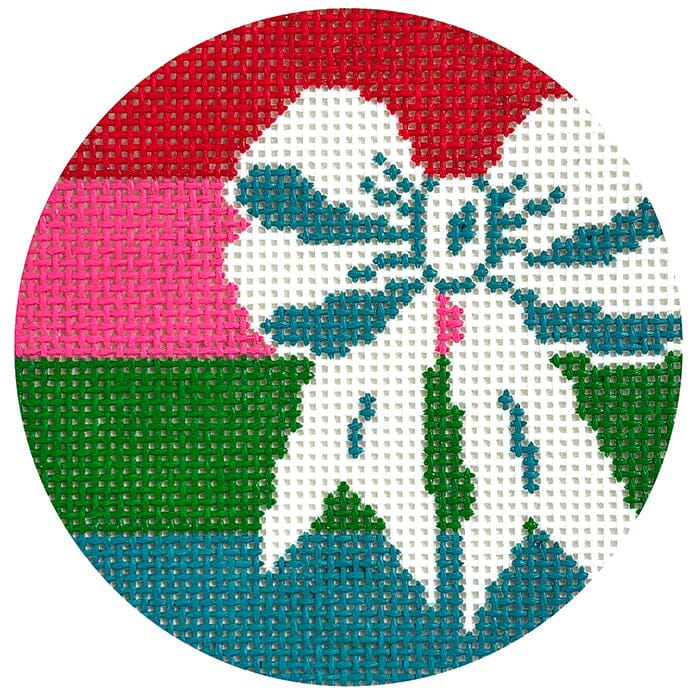 Bow on Stripes Round on 13 Painted Canvas Lauren Bloch Designs