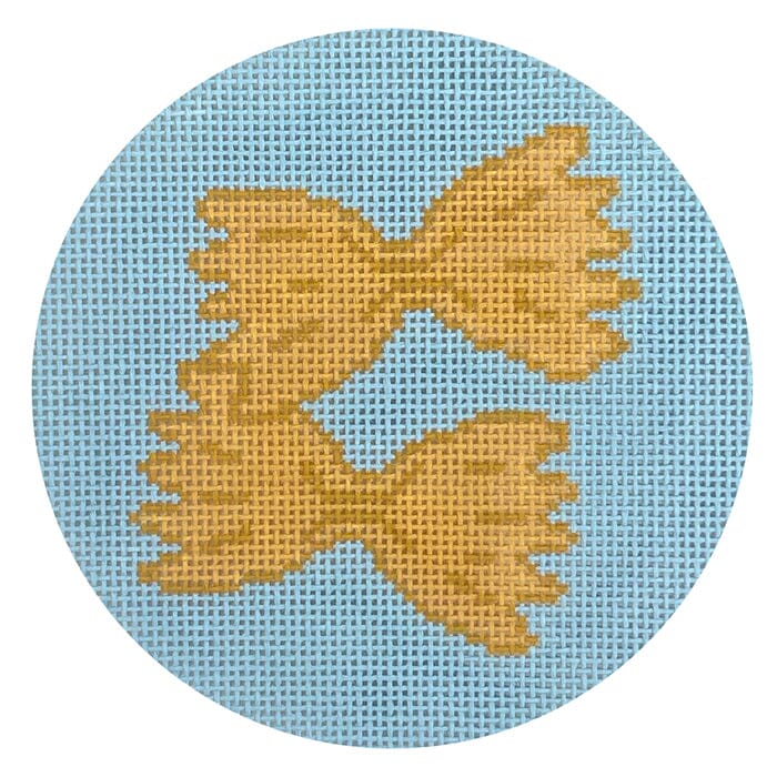 Bow Tie Pasta Round Painted Canvas Atlantic Blue Canvas - 1