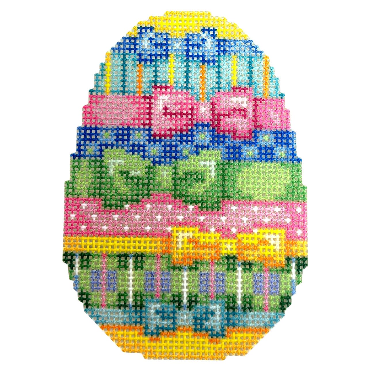 Bows/Multi Pattern Egg Printed Canvas Two Sisters Needlepoint - 1