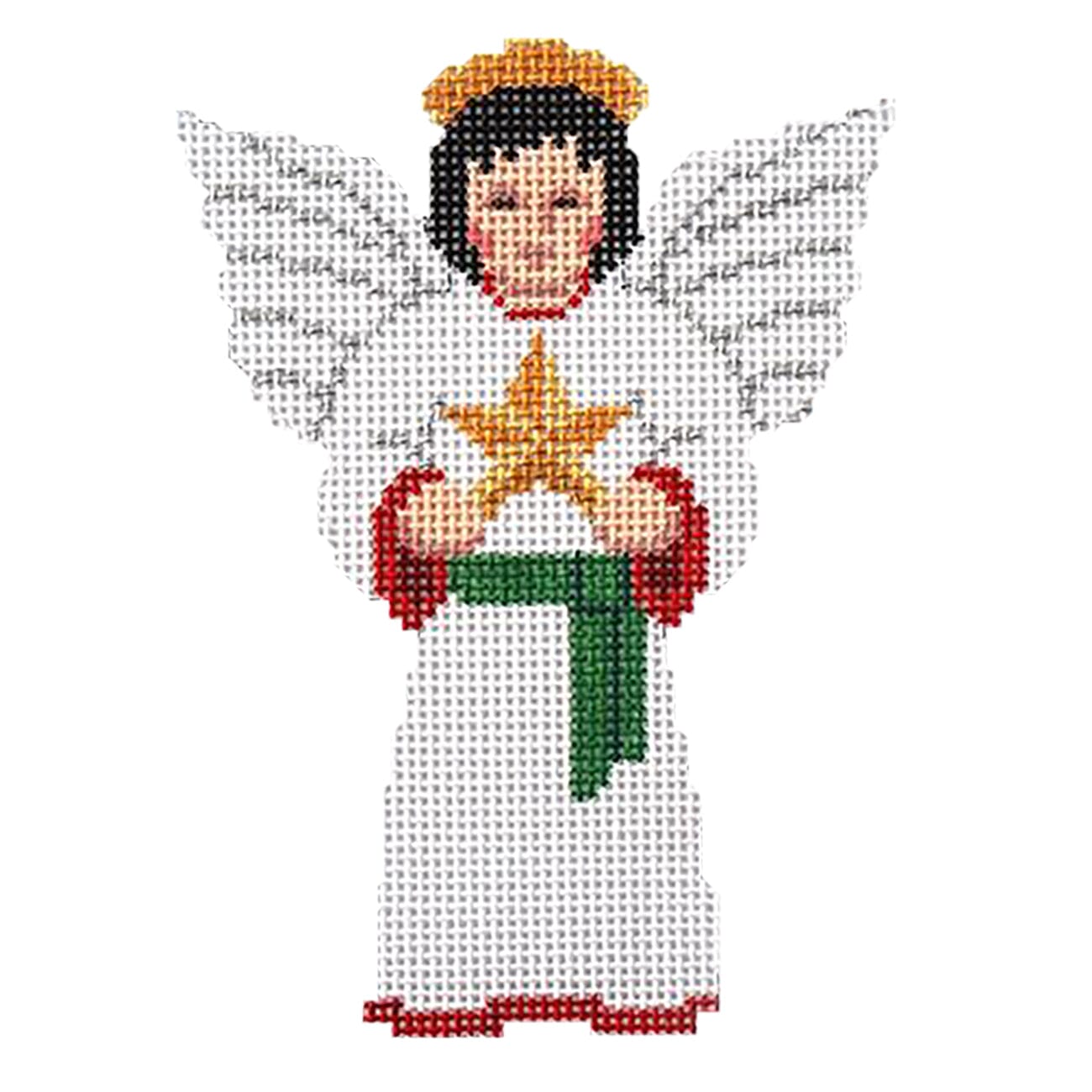 Boy Angel with Star, White Painted Canvas Susan Roberts Needlepoint Designs Inc. - 1