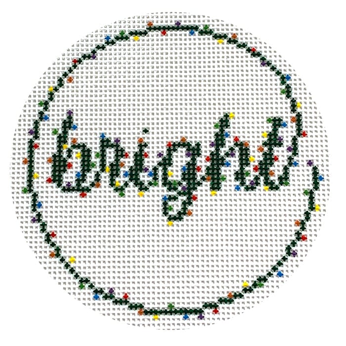 Bright Christmas Lights Round Painted Canvas The Salty Stitcher - 1