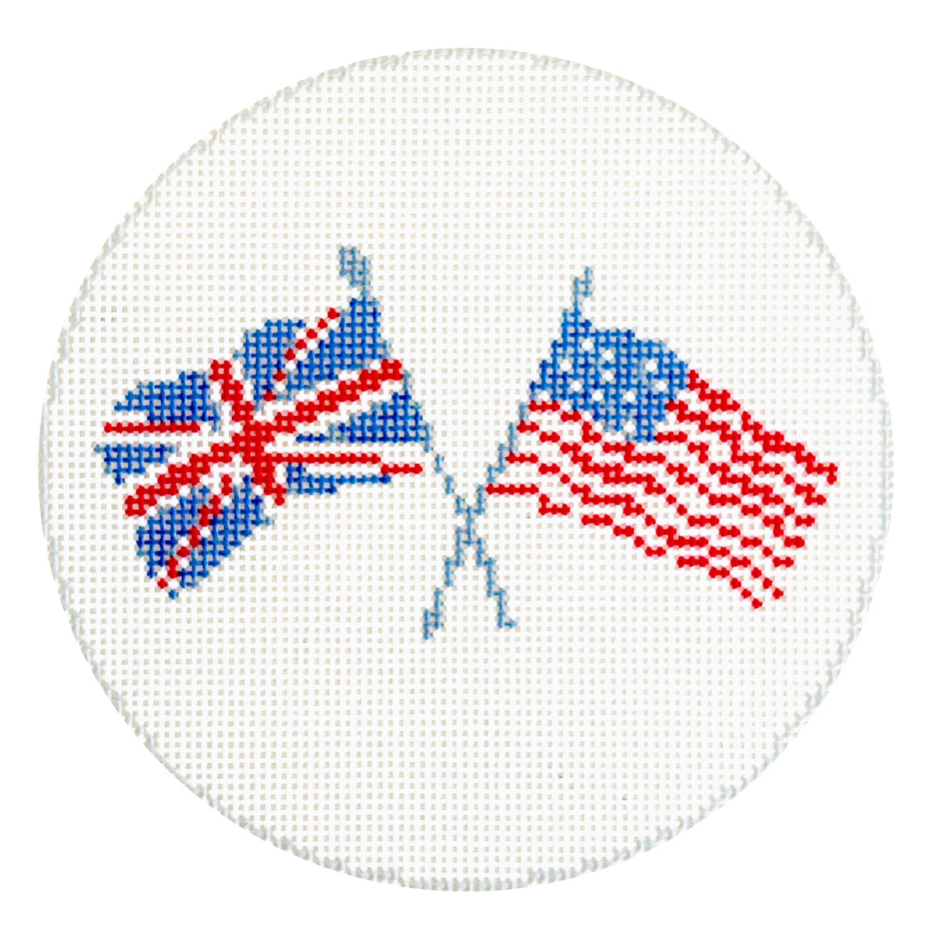 British / American Flag Round Painted Canvas KCN Designers - 1