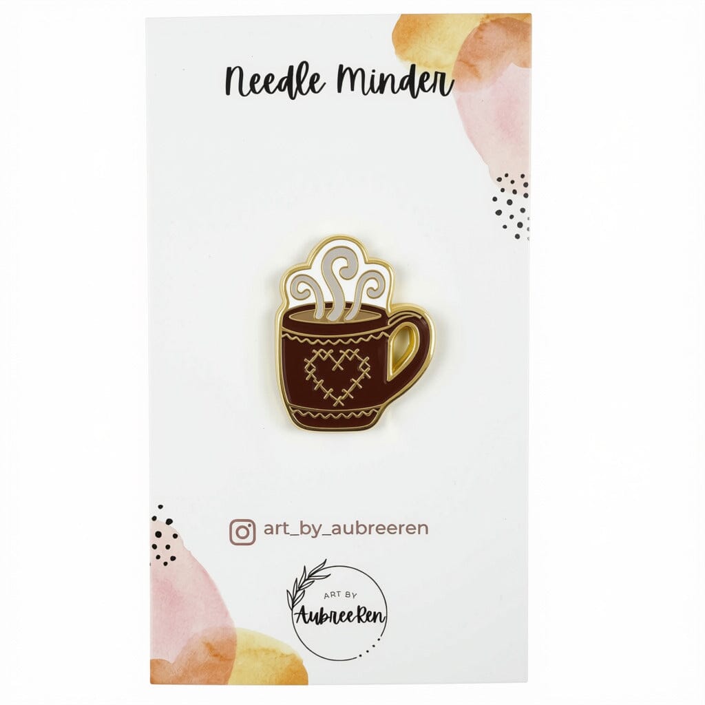 Brown Heart Mug Enamel Needleminder Accessories Art by AubreeRen - 1