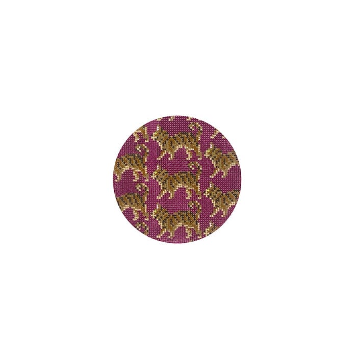 Brown Tabby Cat Repeat Round Painted Canvas Mopsey Designs - 1