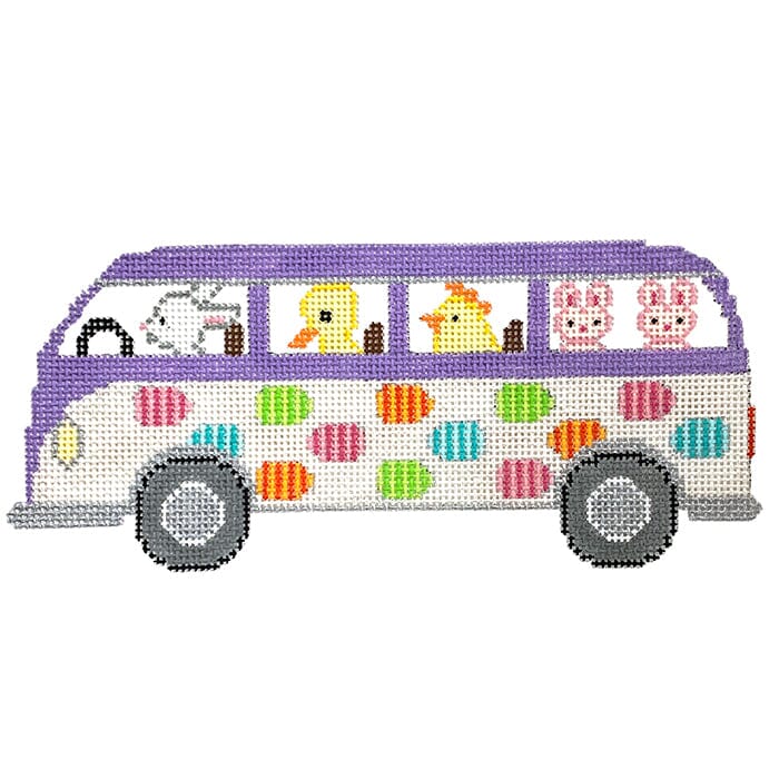 Bunny Bus Painted Canvas Eye Candy Needleart - 1