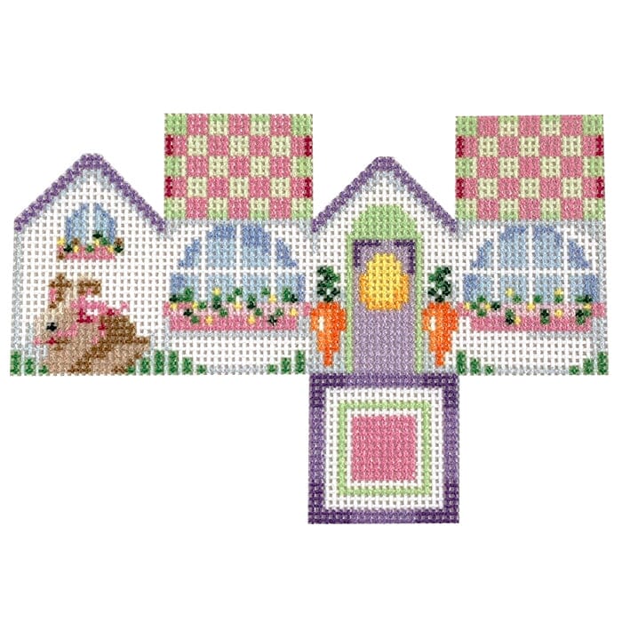 Bunny/Checked Roof Mini Cottage Printed Canvas Two Sisters Needlepoint