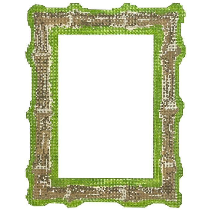 Burnt Bamboo Frame Green Painted Canvas The Gingham Stitchery - 1