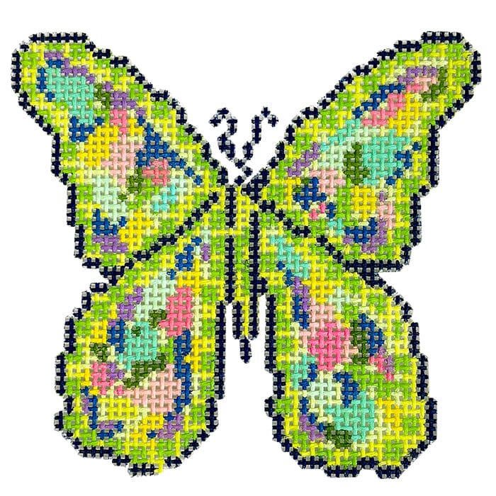 Butterfly Lime Multicolor Painted Canvas KCN Designers - 1