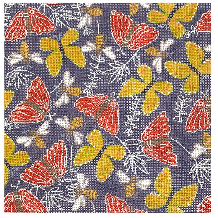Butterfly Olive Pattern Painted Canvas All About Stitching/The Collection Design - 1
