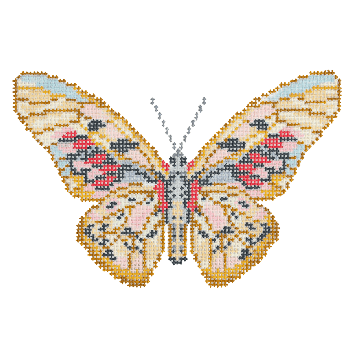Butterfly Ornament Autumn Painted Canvas Initial K Studio - 1