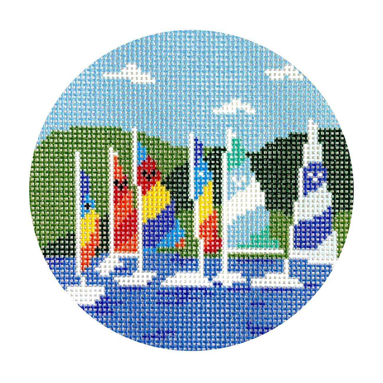 Butterfly Regatta Round Painted Canvas KCN Designers - 1