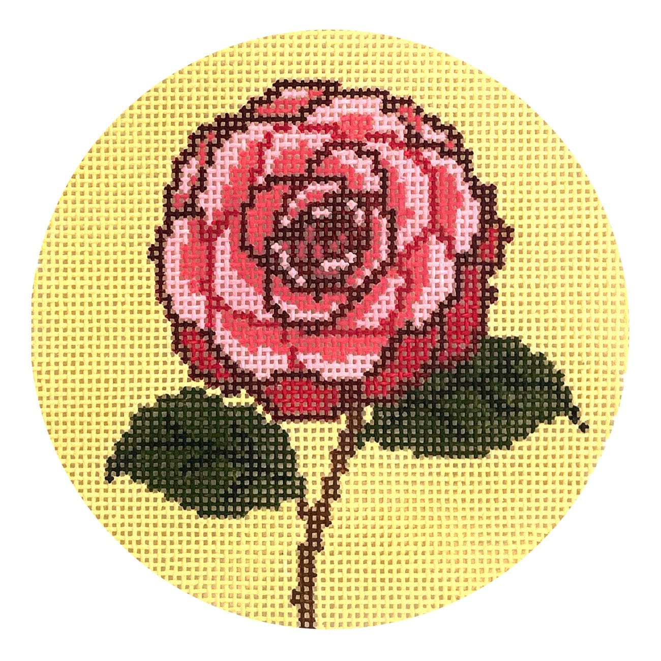 Camellia Flowers of America Round (AL) Painted Canvas Lucky Lotus Needlepoint - 1