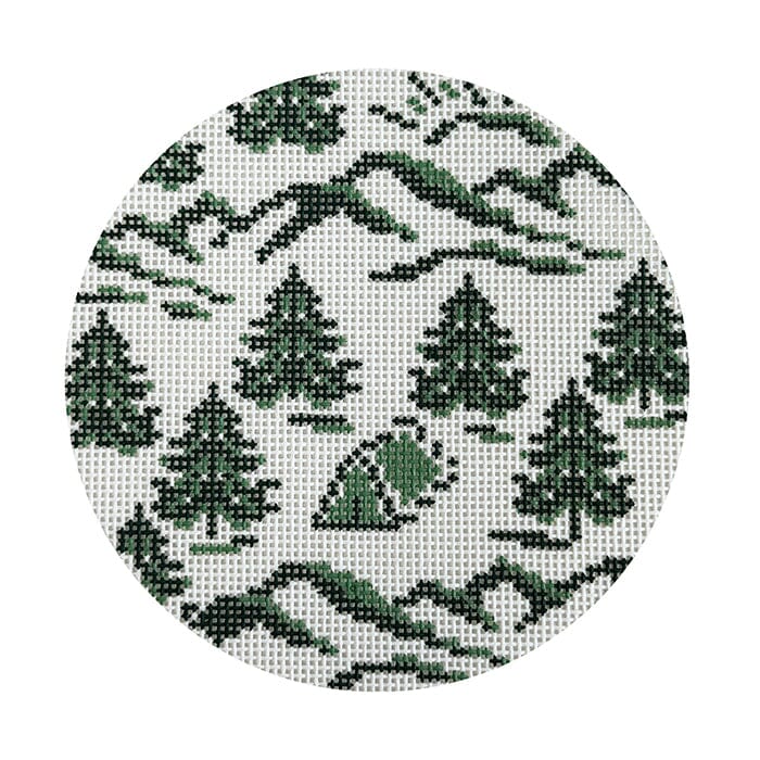 Camp Round Painted Canvas Fire and Iris - 1