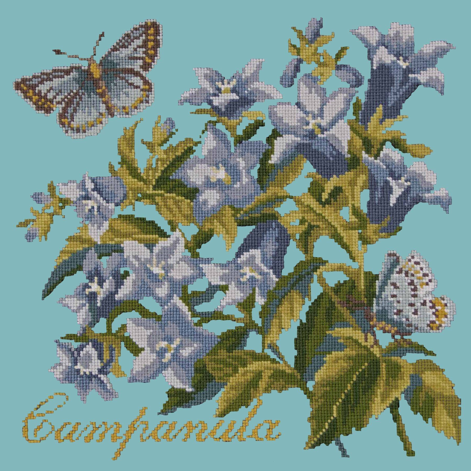 Campanula Needlepoint Kit Kits Elizabeth Bradley Design Duck Egg Blue