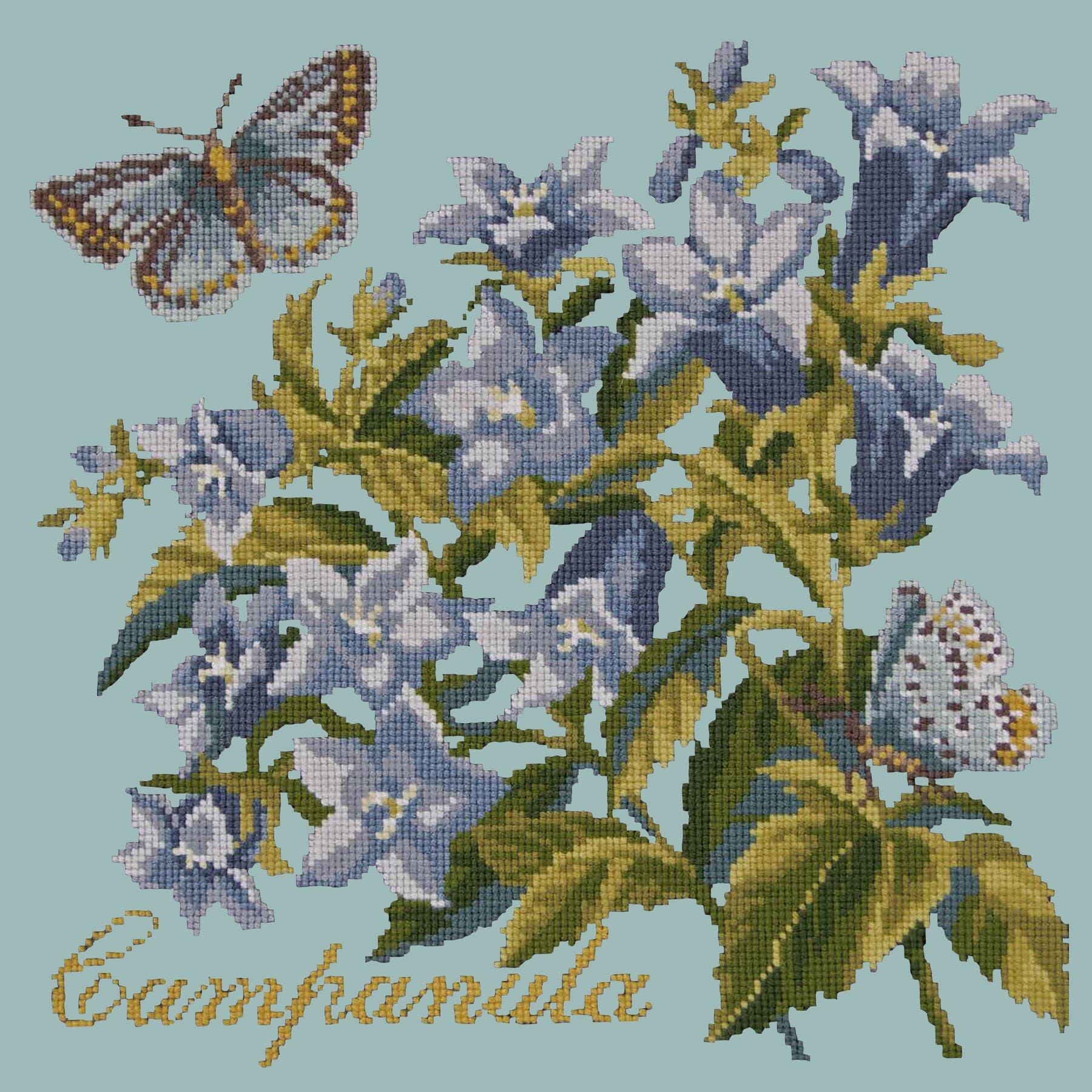 Campanula Needlepoint Kit Kits Elizabeth Bradley Design Pale Blue