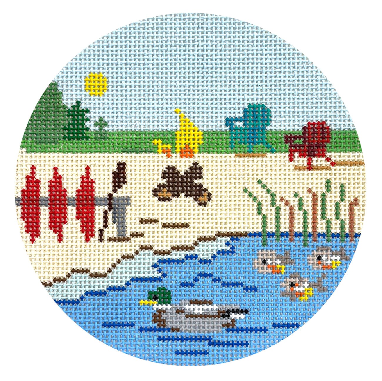 Campfire Travel Round Customizable Painted Canvas Atlantic Blue Canvas - 1