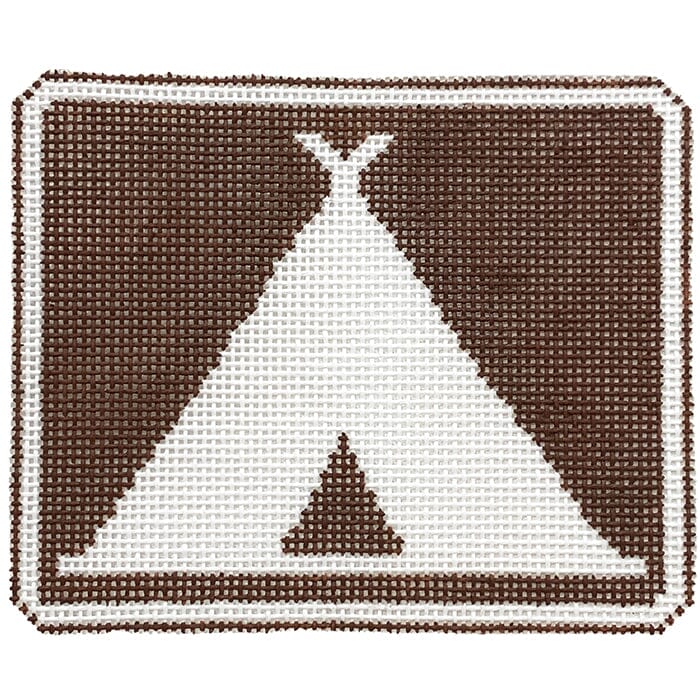 Camping Sign Painted Canvas Fire and Iris - 1