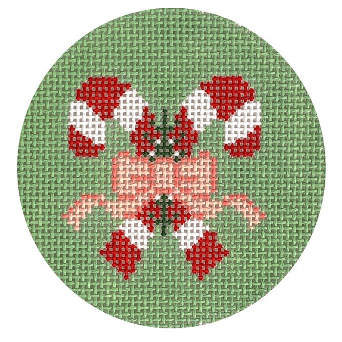 Candy Cane Round Painted Canvas Coco Frank Studio - 1