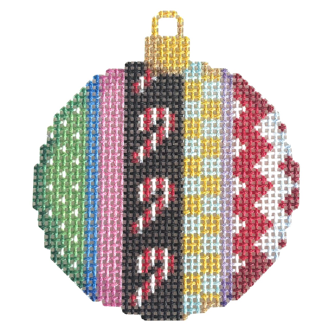 Candy Cane/Patterns Mini Ball Printed Canvas Two Sisters Needlepoint - 1