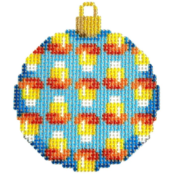 Candy Corn on Blue Mini Ball Printed Canvas Two Sisters Needlepoint