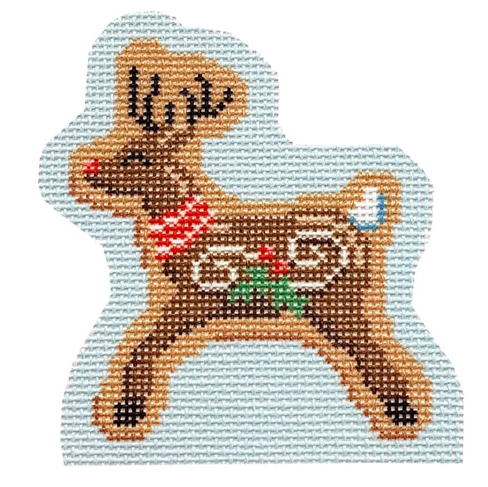 Candy Cottage Add On Reindeer Facing Left Printed Canvas Needlepoint To Go