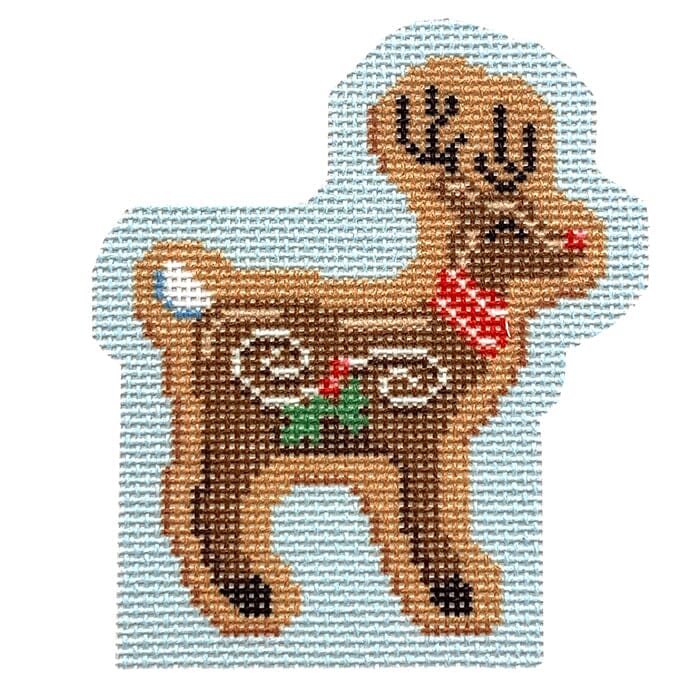 Candy Cottage Add On   Reindeer Facing Right Printed Canvas Needlepoint To Go