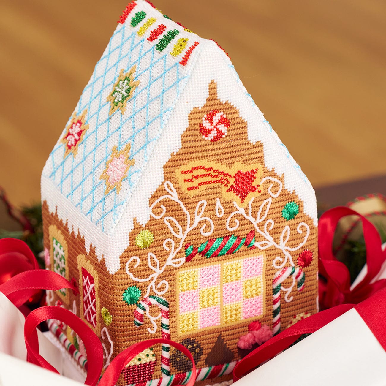 Candy Cottage Gingerbread House Kit & Online Class Online Classes Needlepoint To Go