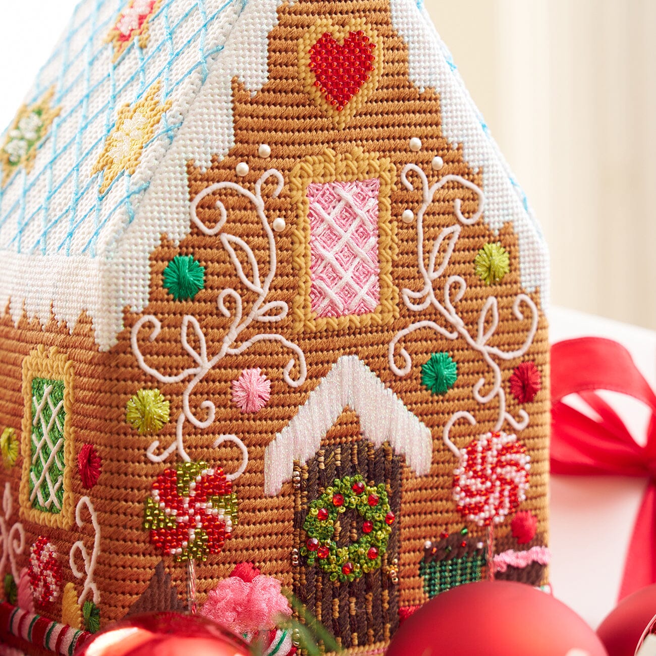 Candy Cottage Gingerbread House Kit & Online Class Online Classes Needlepoint To Go