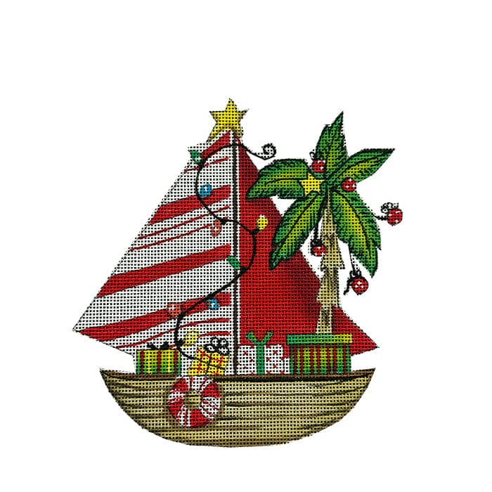 Candy Stripes Sailboat Painted Canvas Painted Pony Designs - 1