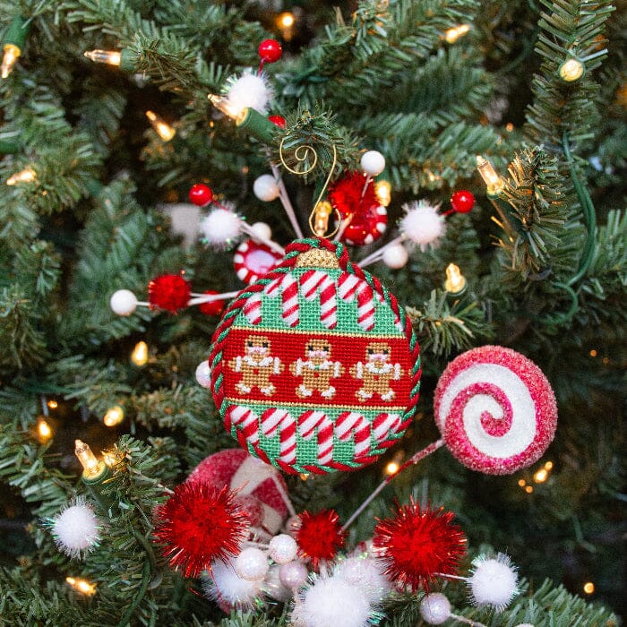 Cane/Gingerbread Ball Ornament Kit Kits Two Sisters Needlepoint