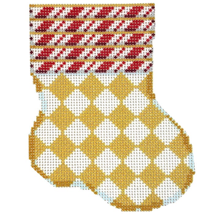 Cane/Harlequin Mini Sock Printed Canvas Two Sisters Needlepoint