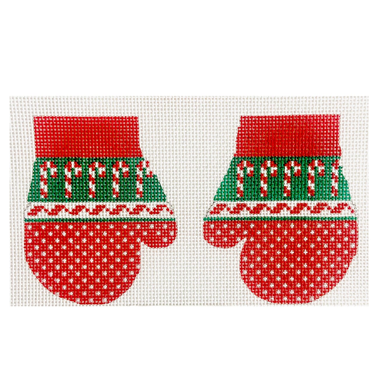 Cany Cane Mittens Painted Canvas Stitch Its - 1