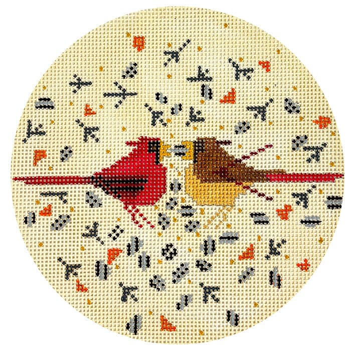 Cardinal Courtship Painted Canvas The Meredith Collection - 1