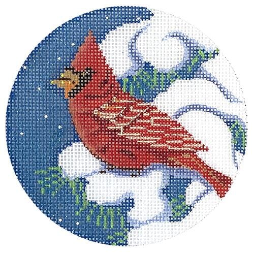 Cardinal in Tree Ornament Painted Canvas Alice Peterson Company