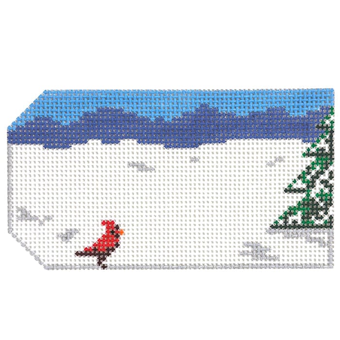 Cardinal Stocking Cuff Name Tag Painted Canvas Ann Kaye Studio - 1