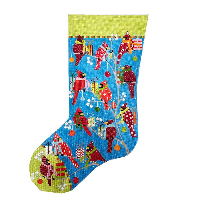 Cardinal Stocking Painted Canvas Pippin