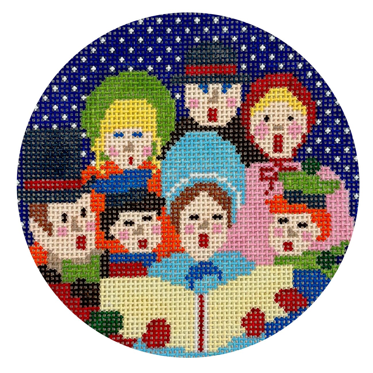 Carolers Ornament Painted Canvas Doolittle Stitchery - 1